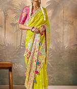 Lemon silk jacquard woven saree with blouse
