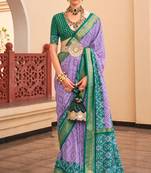 Lavender silk digital patola print saree with blouse