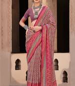 Multicolor sigma silk ajrakh printed saree with blouse