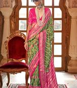Light green silk digital patola print saree with blouse