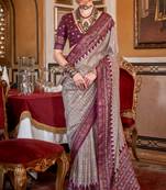 Light mauve sigma silk digital patola print saree with blouse
