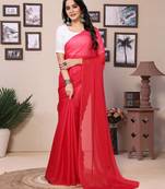 Pink Ready To Wear Fancy padding Satin Silk Saree With Contrast Blouse