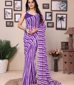 Purple Leheriya Style Georgette all over casual saree with Blouse