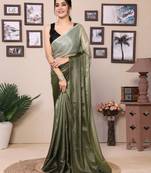 Ready To Wear Pista Green Fancy Chiffon Saree With Blouse