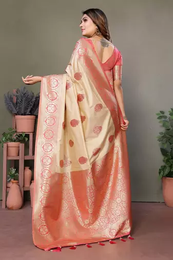 Red Flowy Viscose Silk Saree