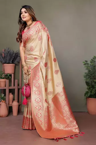 Red Flowy Viscose Silk Saree