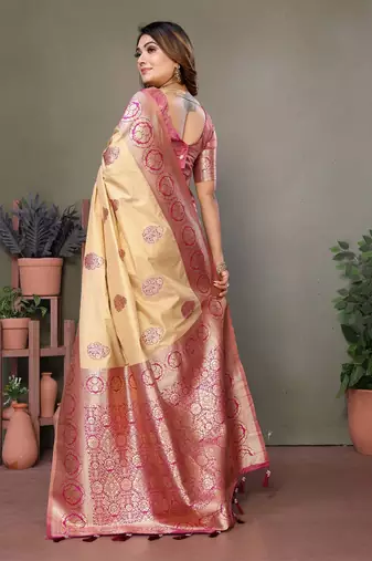Pink Flowy Viscose Silk Saree