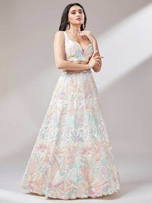 multicolor wedding lehenga set choli with dupatta for women 3