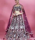 Breathtaking Wine Sequins Soft Net Function Wear Lehenga Choli