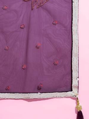 breathtaking wine sequins soft net lehenga set choli with dupatta 7