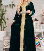 Green Velvet Aari Work Kaftan