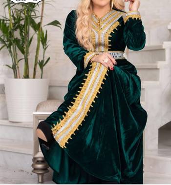 Green Velvet Aari Work Kaftan 2