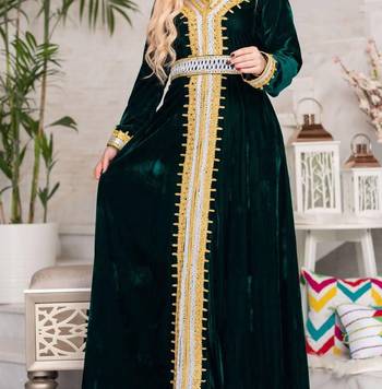 Green Velvet Aari Work Kaftan 3