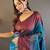 Blue soft silk saree with unstitched blouse piece