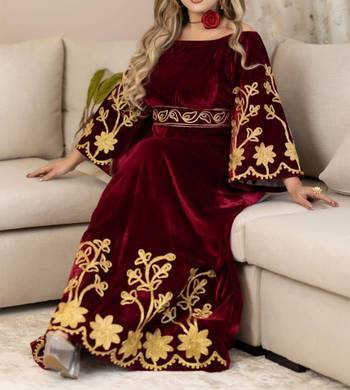 Maroon Partywear Kaftan for Women 1