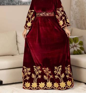 Maroon Partywear Kaftan for Women 2