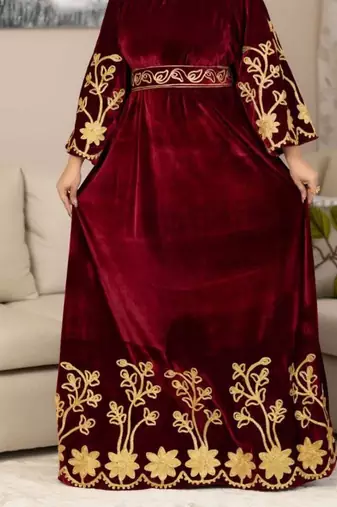 Maroon Partywear Kaftan for Women