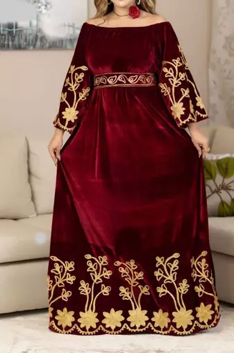 Maroon Partywear Kaftan for Women