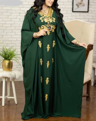 Sale Green Georgette Kaftan Handcrafted Aari Embroidered Work Stitched Party Wear Wedding Dresses 2