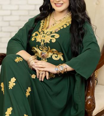 Sale Green Georgette Kaftan Handcrafted Aari Embroidered Work Stitched Party Wear Wedding Dresses 3