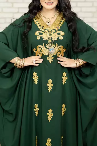 Sale Green Georgette Kaftan Handcrafted Aari Embroidered Work Stitched Party Wear Wedding Dresses