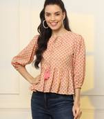  cotton yellow and pink floral tie up top