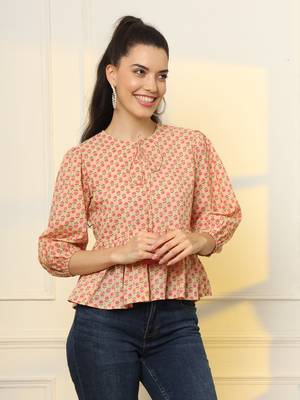  cotton yellow and pink floral tie up top 5