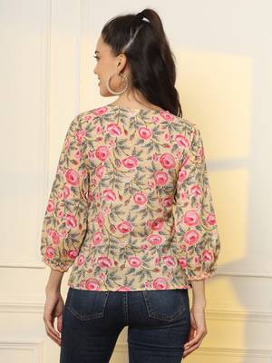  cotton yellow floral tie up top 3