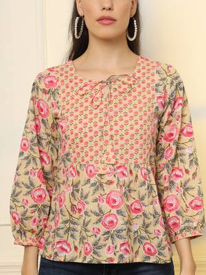  cotton yellow floral tie up top 4