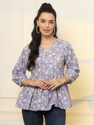  cotton purple peplum style top 1