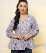  cotton purple peplum style top