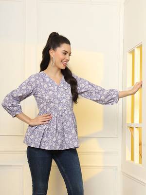  cotton purple peplum style top 2