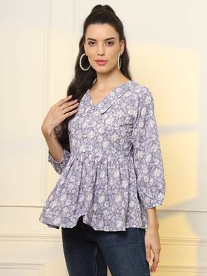  cotton purple peplum style top 5
