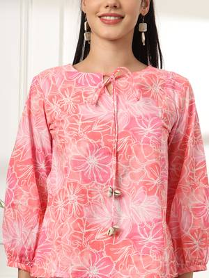  pink printed cotton peplum top 4