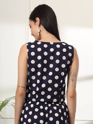  blue cotton polka dot waistcoat top 3