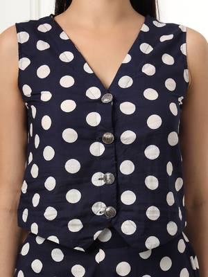  blue cotton polka dot waistcoat top 4