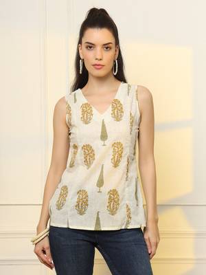  mustard cotton sleeveless boxy top 1