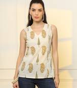  mustard cotton sleeveless boxy top