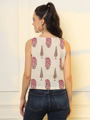  white and pink cotton sleeve less wrap top 3