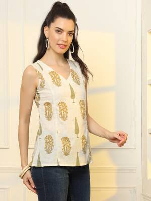  mustard cotton sleeveless boxy top 2