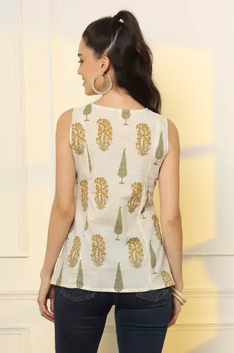  mustard cotton sleeveless boxy top
