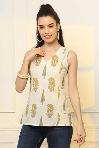  mustard cotton sleeveless boxy top