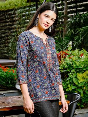  blue cotton ethnic motifs regular top 2