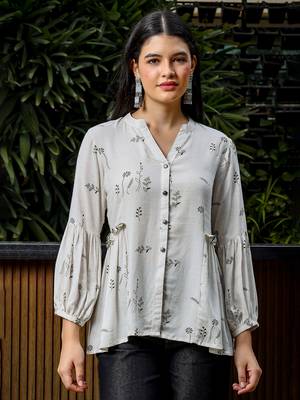  green and white cotton linen flare shirt style top 1