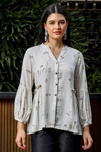  green and white cotton linen flare shirt style top