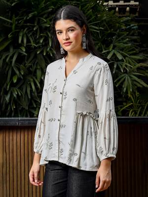 green and white cotton linen flare shirt style top 2