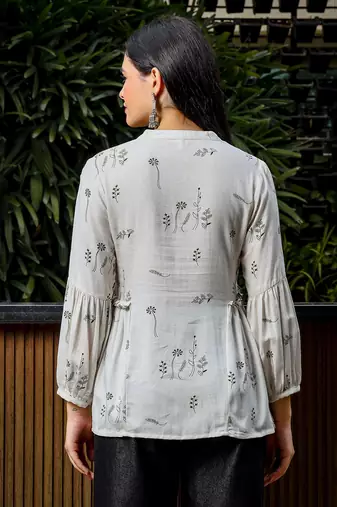  green and white cotton linen flare shirt style top