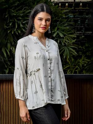  green and white cotton linen flare shirt style top 5