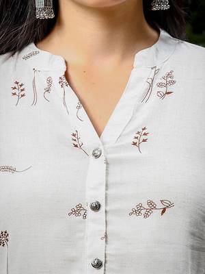  brown and white cotton linen flare shirt style top 4