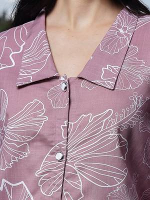  mauve cotton linen puff sleeve shirtshirt style top 4